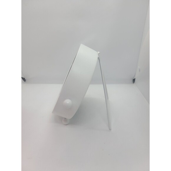 Small Rae Dunn Clock 8" Metal White Round Office Desk Footed Standing Battery - Picture 3 of 6